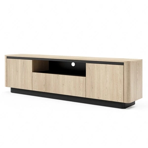 Szafka RTV Torro 200 cm dąb cremona / czarny stylowa szafka pod telewizor w modnym stylu zaoblone krawędzie stabilna podstawa