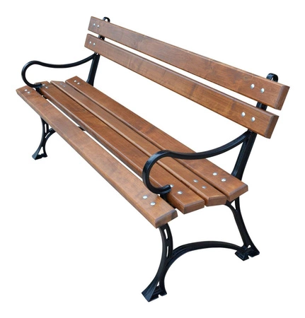 Ławka ogrodowa 180 cm FIEM-02-LKZP-180 królewska żeliwna z oparciem drewno olchowe lakierowana