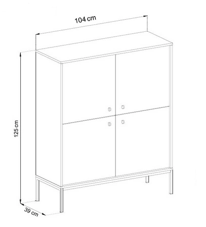 Zestaw mebli Mono granatowy minimalistyczny design meblościanka do salonu lub pokoju dziennego złote metalowe elementy