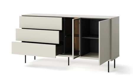 Komoda z szufladami Epiro 161 cm beżowy / dąb ciemny komoda o subtelnej kolorystyce solidna metalowa podstawa gwarantuje stabilność