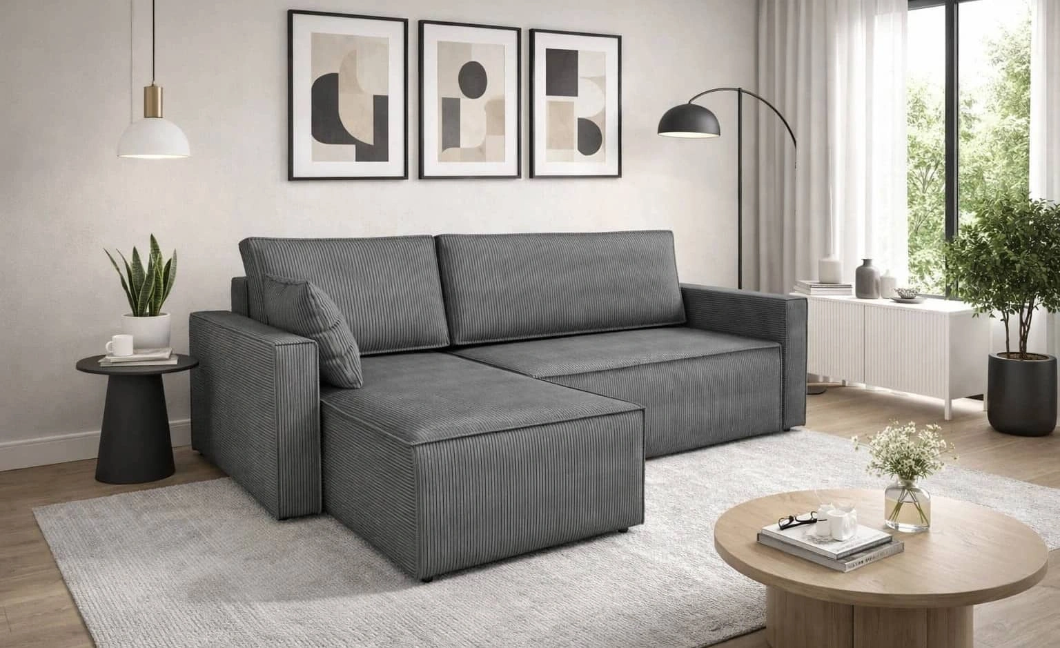 Narożnik z funkcją spania Rebenes Narożniki do salonu Nowoczesne narożniki rozkładane do pokoju dziennego