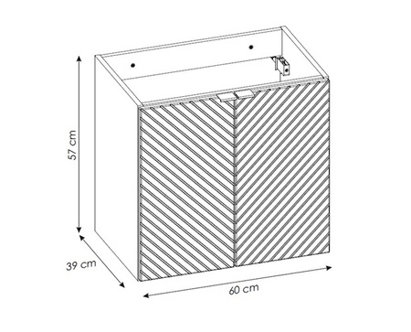 Szafka pod umywalkę Viva 60 cm beżowa designerska szafka do łazienki z półką nietuzinkowe frezowanie w kształcie jodełki na frontach