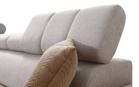 Narożnik z funkcją spania Bolmso X musztardowy prawostronny wygodny narożnik do salonu z regulowanymi zagłówkami dekoracyjne pikowania