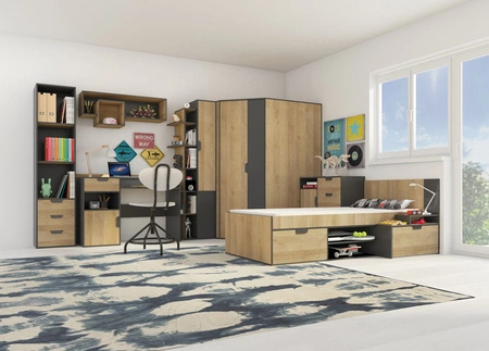 Komoda RTV Nano 120 cm grafit / dąb riviera idealna propozycja do pokoju dziennego oraz pokoju młodzieżowego