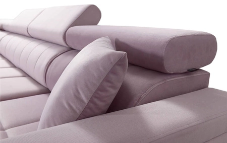 Narożnik z funkcją spania Nausa X granatowy lewostronny narożnik z dwoma pojemnikami na pościel wykonanie z tkaniny typu velvet