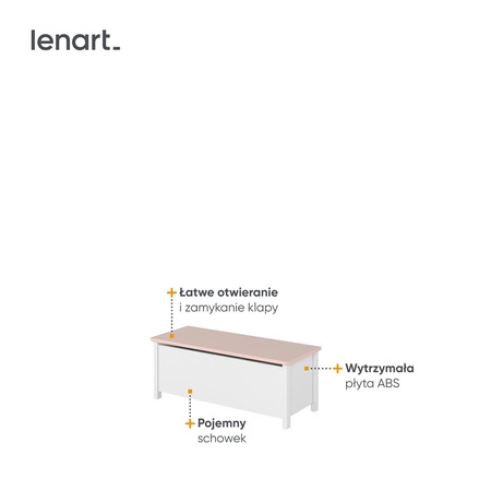 Skrzynia na pościel Luna biały / różowy funkcjonalny dodatek do pokoju dziecięcego stworzy dodatkową przestrzeń do przechowywania