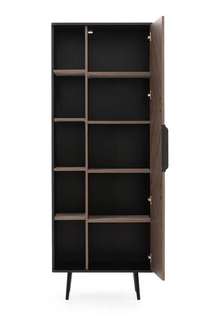 Regał Tullio 70 cm czarny grafit / captains deck elegancki design regał z drzwiami zaoblona linia blatów metalowa podstawa