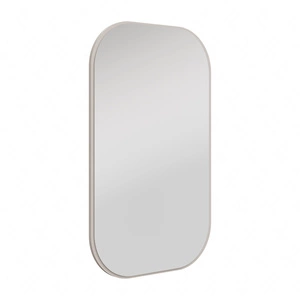 Lustro wiszące Ovalio 68 cm beżowe funkcjonalny dodatek do toaletki przedpokoju oraz garderoby lustro o nietypowym kształcie