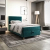 Łóżko kontynentalne Bing 100x200 turkusowe w nowoczesnym skandynawskim stylu z tapicerowanym zagłówkiem łóżko z pojemnikiem