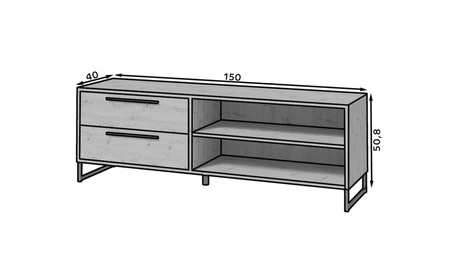 Szafka RTV Ariana 150 cm dąb artisan nowoczesny design idealna szafka do salonu i pokoju dziennego metalowa czarna podstawa