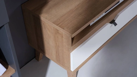 Meblościanka Memone dąb złoty / biały / grafitowy nowoczesny design stylowy zestaw mebli do pokoju młodzieżowego w stylu skandynawskim