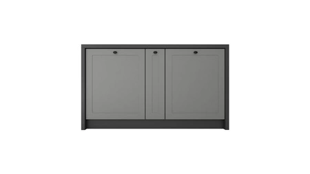 Wyspa kuchenna Adele 147 cm szary grafit / szary funkcjonalny i estetyczny mebel kuchenny z wysokiej jakości szafką z koszem cargo