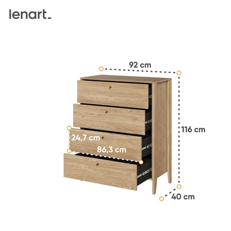 Komoda z szufladami Cozy 92 cm dąb olejowany funkcjonalny mebel w ponadczasowym designie idealna komoda do sypialni lub salonu
