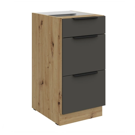 Zestaw mebli kuchennych Aversa Ar 255 cm stylowe szafki kuchenne z frontami wykonanymi w technologii anti fingerprint metalowe uchwyty