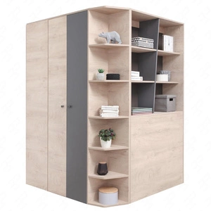 Szafa narożna Dzeta dąb / antracyt idealna jako garderoba użytkowa i pojemna z szufladami i półkami