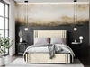 Łóżko tapicerowane Tatui 160x200 beżowe stylowe łóżko z pojemnikiem na pościel wygodny zagłówek zachwyca eleganckim designem