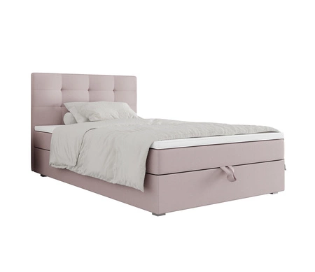 Łóżko kontynentalne Flint 90x200 pudrowy róż w nowoczesnym skandynawskim stylu z tapicerowanym zagłówkiem łóżko z pojemnikiem