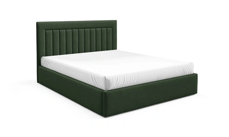 Łóżko tapicerowane Togo 180x200 zielone eleganckie i funkcjonalne łóżko do sypialni gustowne pionowe przeszycia na wezgłowiu