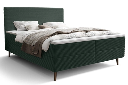 Łóżko kontynentalne Totti 160x200 zielone stylowe łóżko z pojemnikiem na pościel trójwymiarowa tkanina o wyrazistych prążkach