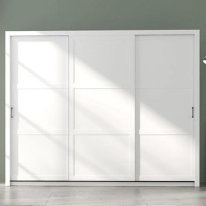 Szafa przesuwna Parma 255 cm biała nowoczesny design wykończenie ABS oraz aluminiowe prowadnice drzwi
