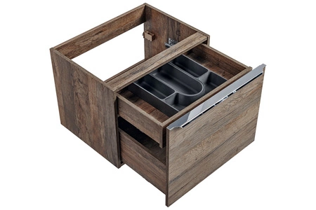 Szafka pod umywalkę nablatową Santa Fe 60 cm dąb vintage oryginalna kolorystyka podkreślona chromowanym uchwytem krawędziowym