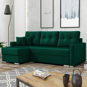 Narożnik z funkcją spania Neron butelkowa zieleń lewostronny gwarantuje najwyższy komfort i funkcjonalność