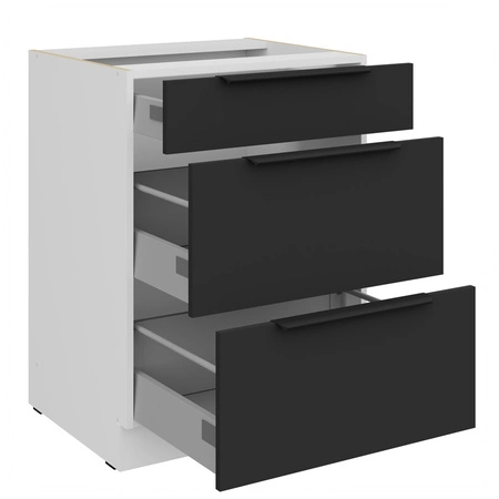 Szafka kuchenna stojąca z szufladami Alatri Wh 60 D 3S BB odporna na uszkodzenia wykończenie frontów w technologii anti fingerprint