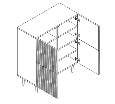 Komoda Salem 90 cm czarne drewno / pistacjowa zieleń elegancka i stylowa komoda do salonu z dekoracyjnymi lamelami na frontach