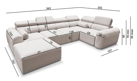 Narożnik z funkcją spania Cantare IV ceglasty lewostronny starannie wykonany narożnik do salonu zapewnia komfort i wygodę