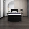 Łóżko kontynentalne Fargo 90x200 czarne w nowoczesnym skandynawskim stylu z tapicerowanym zagłówkiem łóżko z pojemnikiem