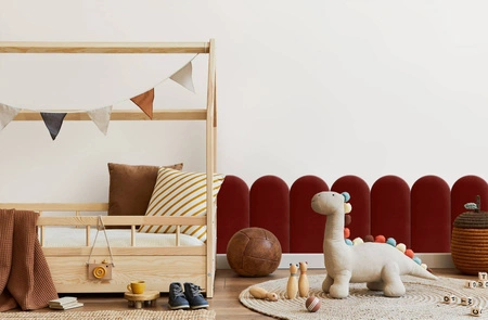 Panel tapicerowany Wally 30x100 cm bordowy stylowy panel ścienny płotek welurowa tkanina modne wykończenie każdej aranżacji