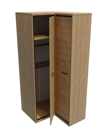 Szafa narożna Mediolan hikora gustowny design szafy wzbogacony o stylowe czarne dodatki idealna szafa do sypialni lub garderoby