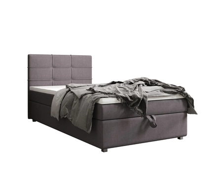 Łóżko kontynentalne Fresno 120x200 szare w nowoczesnym skandynawskim stylu z tapicerowanym zagłówkiem łóżko z pojemnikiem