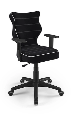 Krzesło do biurka Duo czarne dopasowane do wzrostu 159-188 cm ergonomiczne krzesło obrotowe z regulowanymi podłokietnikami