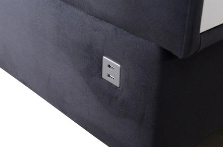 Narożnik z funkcją spania Elgin szary / biały prawostronny narożnik z regulowanymi zagłówkami praktyczne szuflady w boczkach mebla