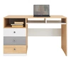 Biurko z szufladami Pixel 125 cm dąb biszkoptowy / biały / szary stylowe i funkcjonalne do pokoju młodzieżowego