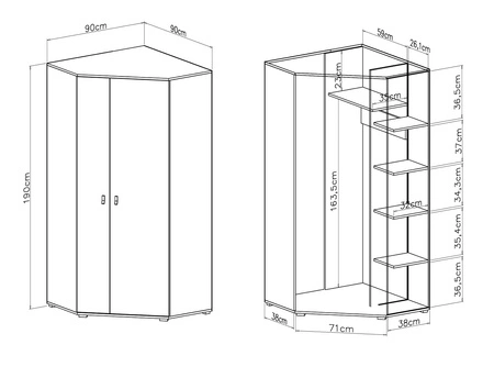 Zestaw mebli Niko biały / dąb / morski idealna propozycja do pokoju młodzieżowego lub dziecięcego w modnym stylu
