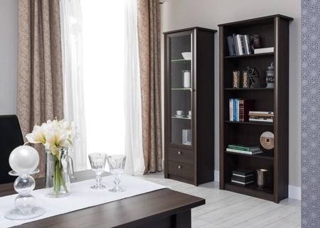 Regał Finezja 80 cm dąb sonoma czekolada nowoczesny mebel oryginalna kolorystyka świetna propozycja do salonu lub pokoju dziennego