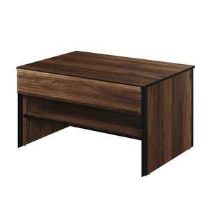 Stolik kawowy Borga dąb catania / czarny nowoczesny i elegancki design stolik z pojemną szufladą oraz dodatkową półką