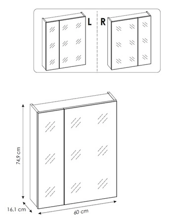 Szafka łazienkowa wisząca z lustrem Capri 60 cm dąb craft złoty elegancka szafka w stylu klasycznym idealny mebel uzupełniający aranżację