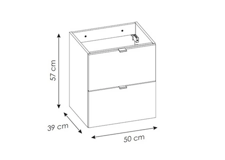 Szafka pod umywalkę Nova 50 cm dąb coast evoke elegancka minimalistyczna stylistyka szafka do łazienki z pojemnymi szufladami