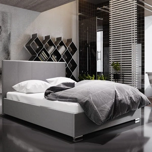 Łóżko tapicerowane Lugo 160x200 szare z zagłówkiem w nowoczesnym stylu idealne do sypialni