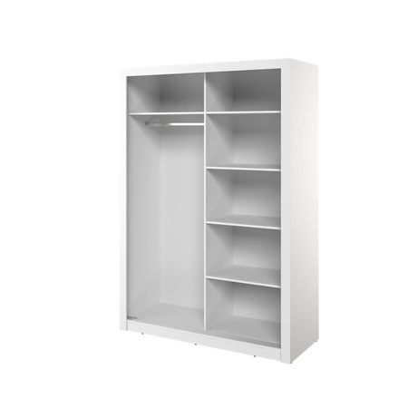 Szafa przesuwna z lustrem Arti 150 cm biała pojemna szafa do przedpokoju drzwi szafy wykończone lustrami w ciekawej konfiguracji