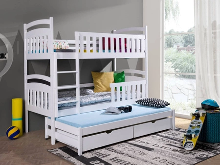 Łóżko piętrowe Kajtek 3 osobowe 90x190 cm idealne do pokoju dziecka oszczędza metraż zajmuje przestrzeń łóżka pojedynczego