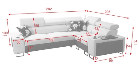 Narożnik z funkcją spania Flavio II beżowy / brązowy prawostronny wygodny narożnik rozkładany otwierany barek w boczku mebla