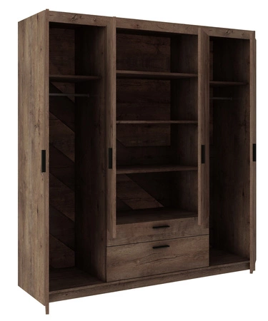 Szafa Rene 176 cm dąb lefkas nowoczesny design stylowe uchwyty w kolorze czarnym