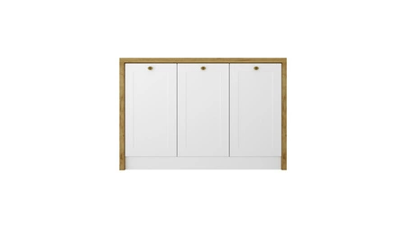 Wyspa kuchenna Adele 127 cm dąb złoty / biały funkcjonalny mebel kuchenny stanowiący stylowy element dekoracyjny wnętrza