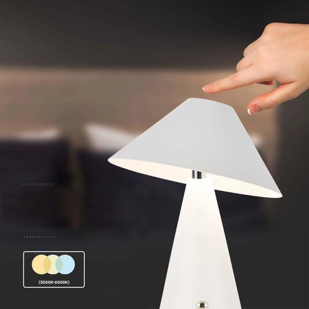 Lampka nocna Lively biała 3W 3000K-6000K funkcjonalny element wystroju metalowa konstrukcja modna kolorystyka lampa do sypialni