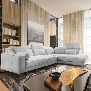 Narożnik Samos szary popiel prawostronny nowoczesny design prosta i stylowa bryła wpisująca się w każdą aranżację regulowane zagłówki