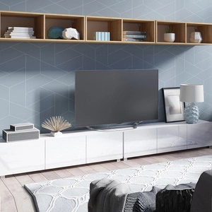 Meblościanka Apulia XXXIII biały połysk / dąb złoty wyjątkowo stylowa meblościanka proste bryły wpisujące się w każde wnętrze